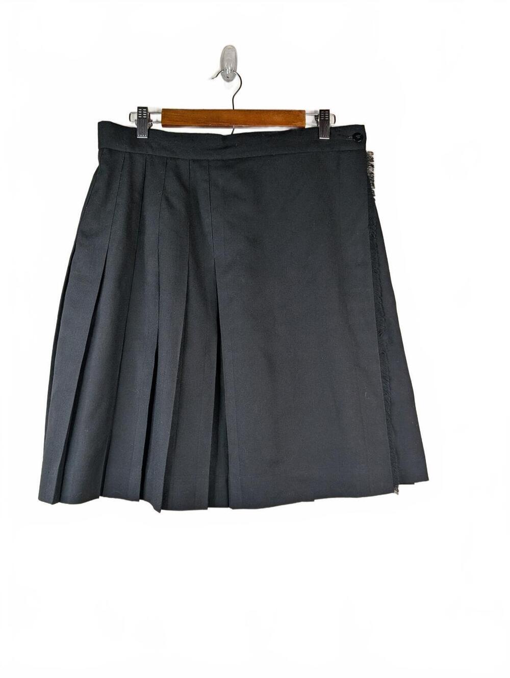 VTG Talbots Black 100% Wool Pleated Skirt Size 16